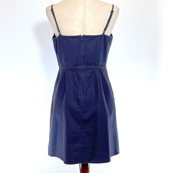 J Crew Factory Blue Dress Adjustable Straps Pockets Size 10 - Picture 3 of 8